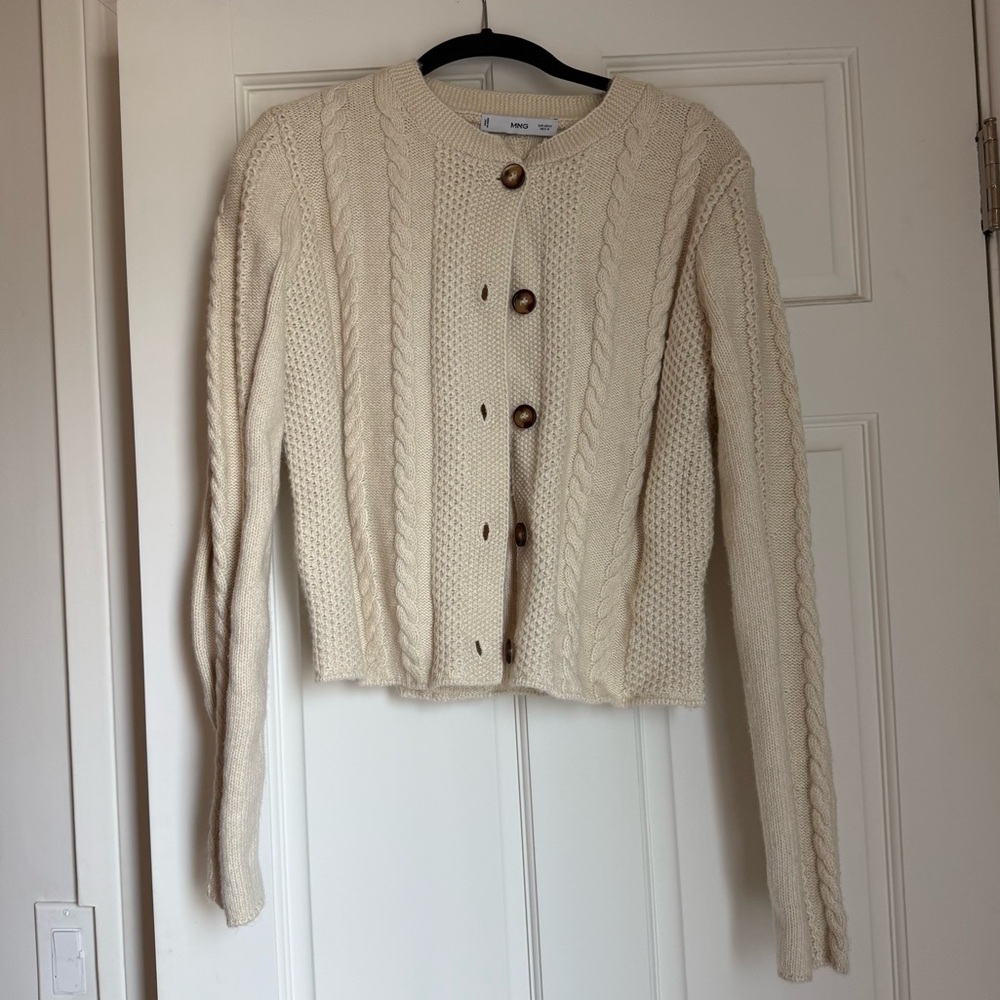 ✨NEW✨ MANGO Knit Sweater Cardigan Button Down White Ivory